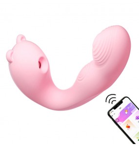 MizzZee - Cute Bear Suction Wearable Vibrators (Connect WeChat Mini Programs - Chargeable)